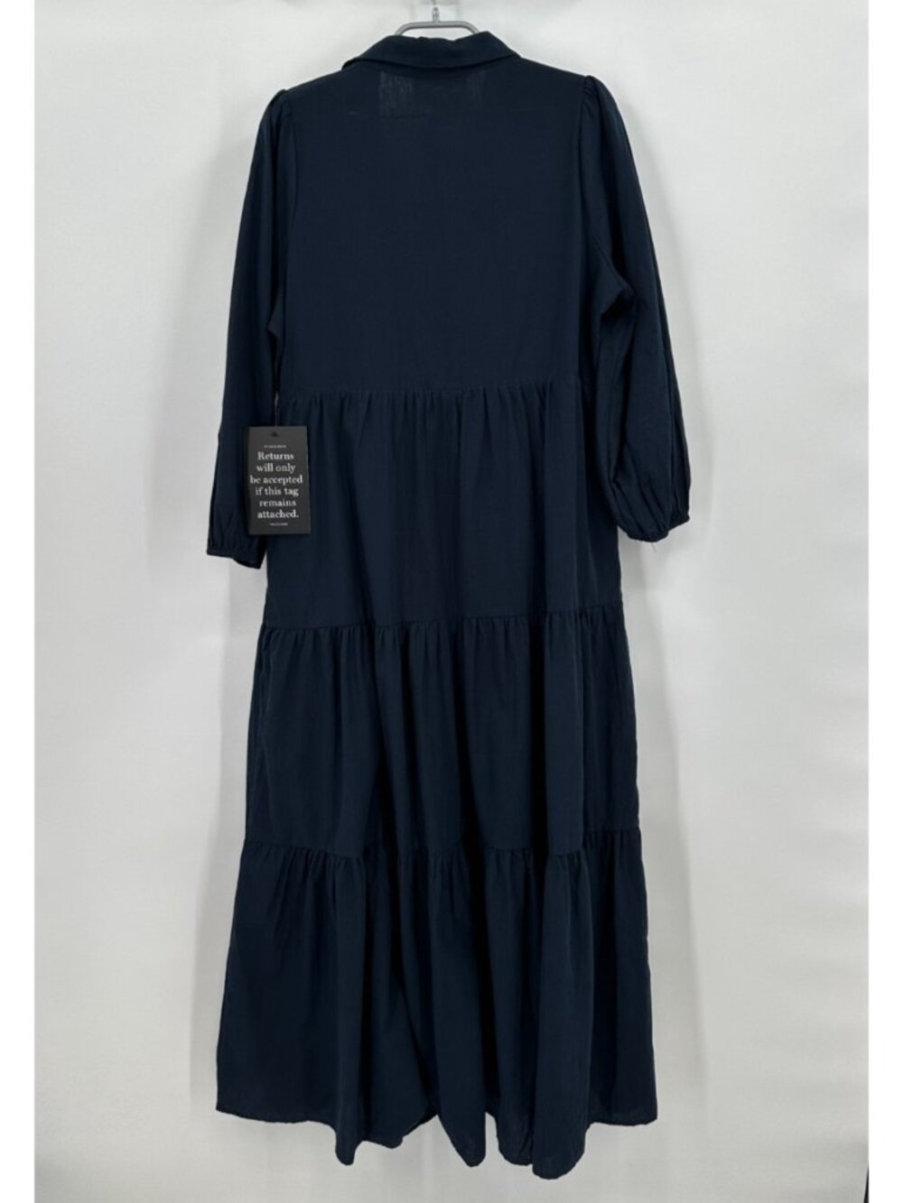 Pomander Place by Tuckernuck Navy Blue Mabel Maxi Dress size M Tier Long Sleeve - Picture 6 of 6